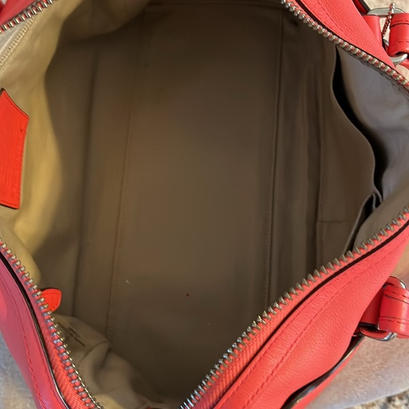 COACH LEGACY HALEY SATCHEL SILVER/BRIGHT CORAL #23574 - Picture 6 of 9